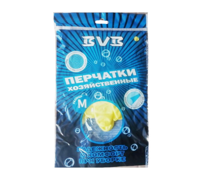 Перчатки хоз. лат. (M) желт. BVB