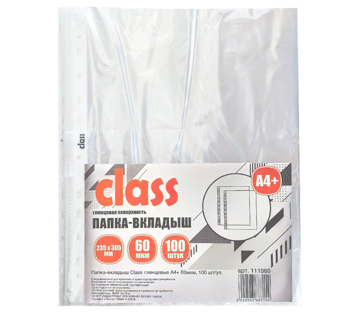 Файл А4+ 60мкм 100шт. матов. Class