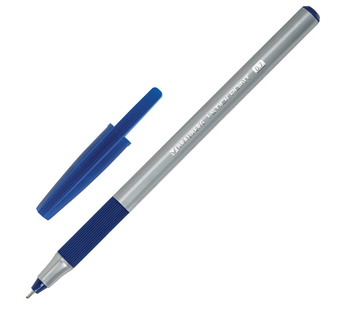 Ручка шар. синий линия 0.35мм корп.сер. i-STICK Point Brauberg