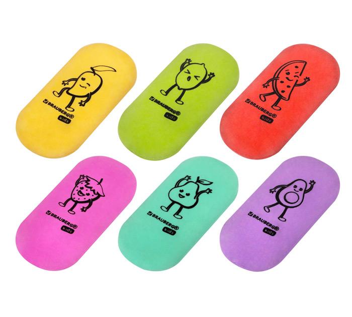 Ластик Brauberg Kids 50*23*10мм паст. ассорти