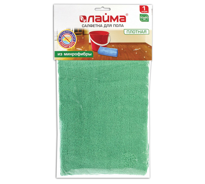 Салфетка для пола 50*60см зеленая микрофибра повыш.плотн. Лайма