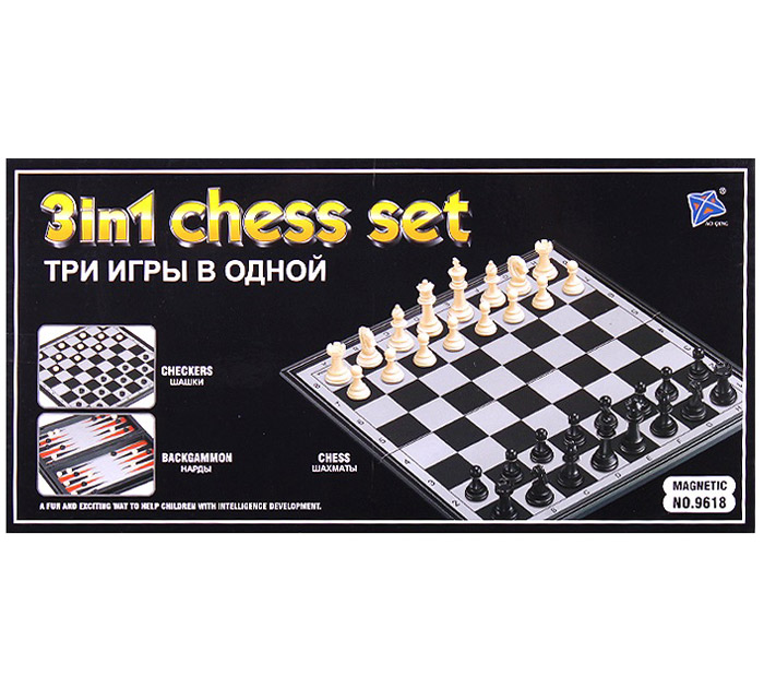 Игра настольная шахматы, шашки, нарды (3в1), магнитн. 27*27см Darvish