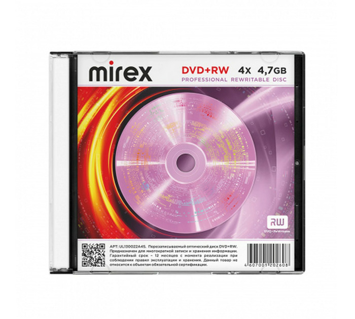Диск DVD+RW   4.7 Гб Mirex Slim Case