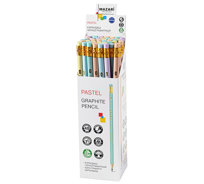 Карандаш Mazari «Pastel» HB, с ластиком
