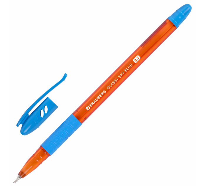 Ручка шар. св.-син. пишущ.узел 0.7мм Brauberg Glassy Sky Blue