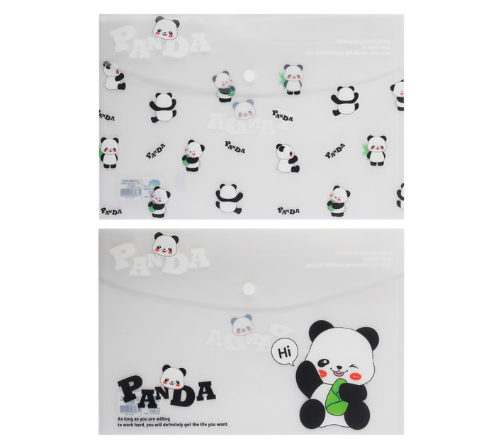 Папка-конв. А4 на кноп. ассорти 180мкм 230*340 Panda Кокос