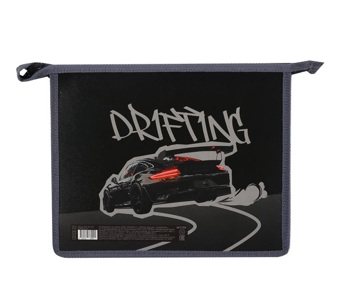 Папка д/тетр. А5 на молнии 1отд. пласт. Кокос Drifting car