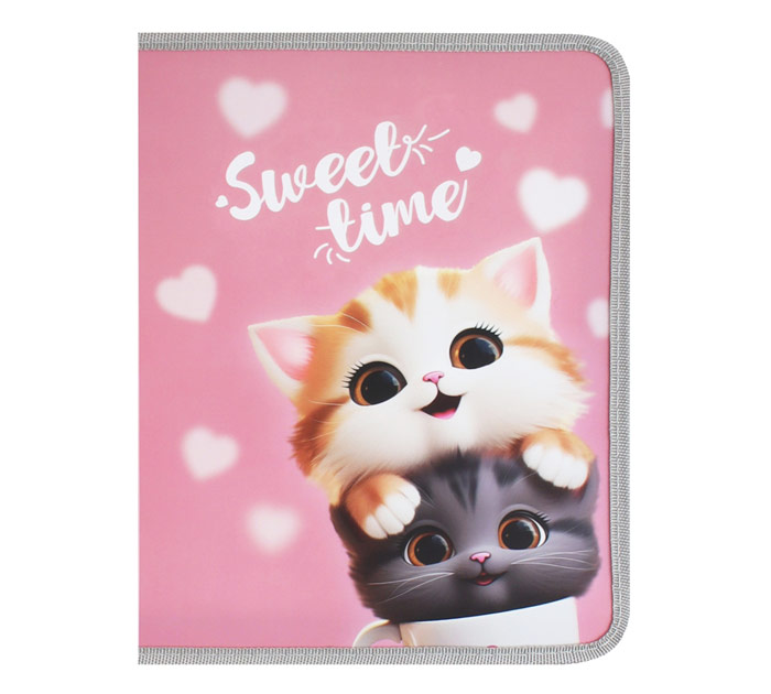 Папка д/тетр. А5+ на молнии 1отд. пласт. Кокос Cute cats
