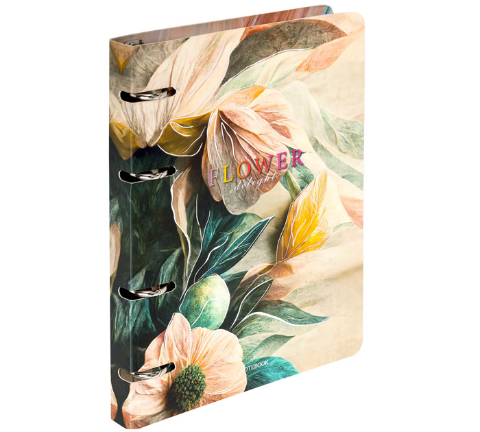 Тетрадь на кольцах А5, 120л, клетка, Brauberg «Delicate flowers»