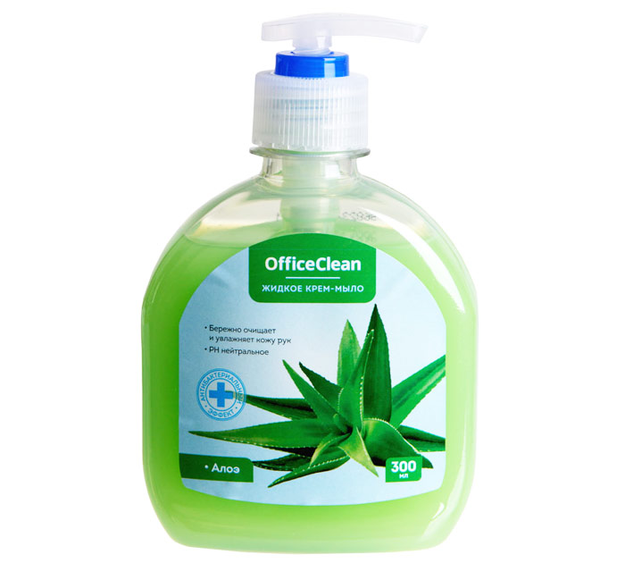 Крем-мыло жидк. 300мл антибактер. с дозат. Office Clean Алоэ