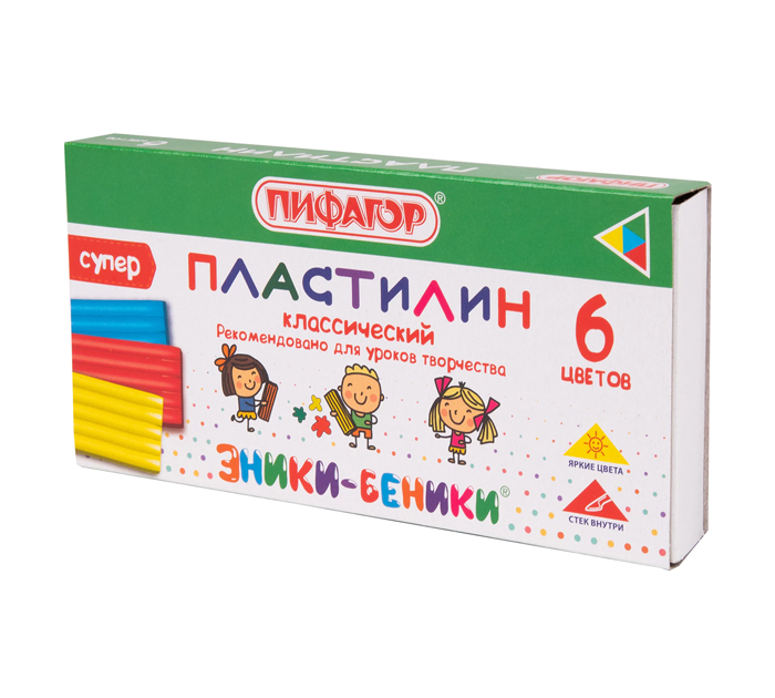 Пластилин  со стеком 6цв. 120г Пифагор Эники-Беники Супер