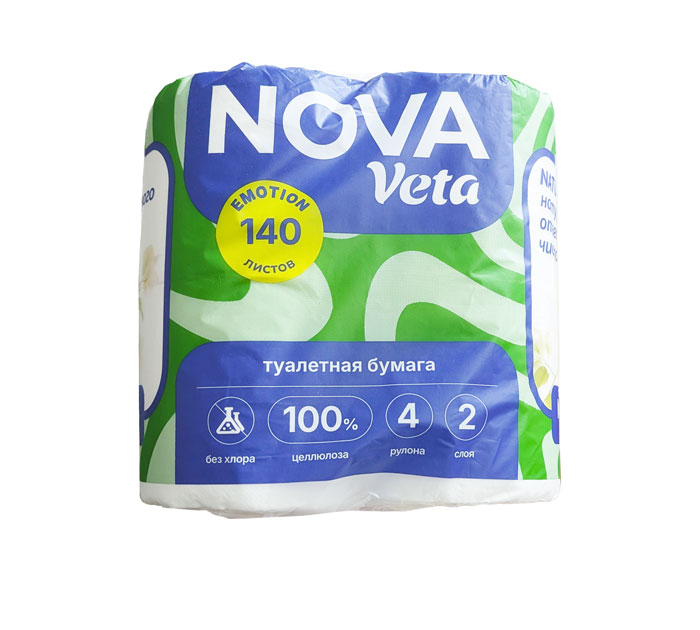 Туал.бум. 2-слойн. 4рул. 100% целлюлоза Nova veta «Emotion natural»