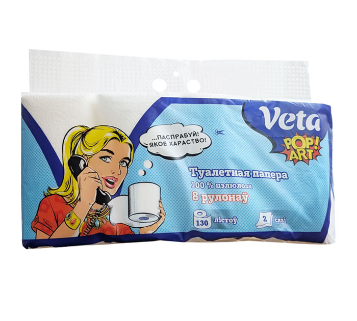 Туал.бум. 2-слойн. 8рул. 100% целлюлоза Veta Pop Art