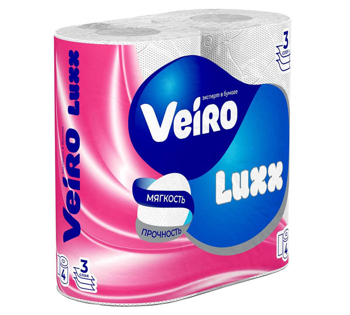 Туал.бум. 3-х слойн. 4рул. бел. 17.5м Veiro LUXX со втулкой