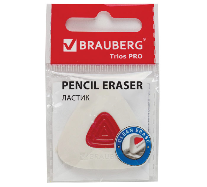 Ластик треуг. 36*36*9мм бел. с держат. Brauberg «Trios PRO»