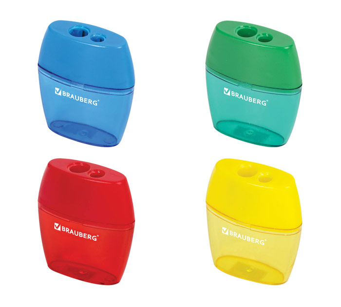 Точилка Brauberg «Diamond Dual» 2 отверстия, с контейнером, ассорти