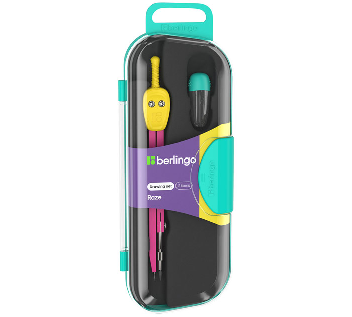 Готовальня 2пр. Berlingo Raze желт. в пласт.футл.