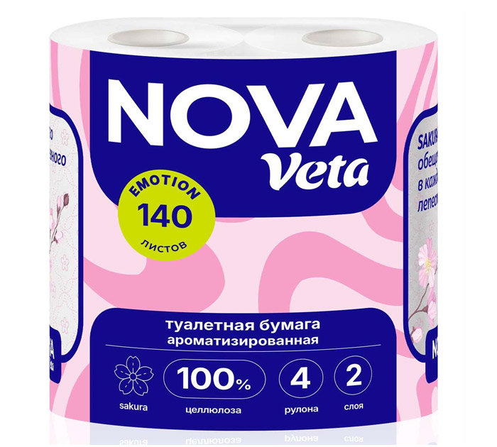 Туал.бум. 2-слойн. 4рул. 100% целлюлоза Nova veta «Emotion Provence»