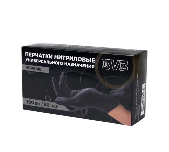 Перчатки  нитриловые (L) черн. 100шт. BVB